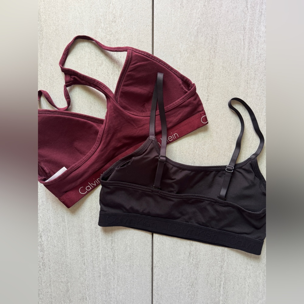 Calvin Klein Bralette Duo - Black and Burgundy - Picture 4 of 4
